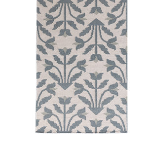 Alfombras de Lana Aprezo en Blanco Antiguo/Gris Medio, Tejido Plano, Diseño Floral Abstracto, Rectangular, Tipo Rompecabezas, para Sala de Estar, Entrada, Pasillo - Product Image 4