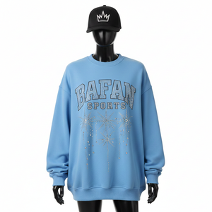 Sudadera Extra Grande para Mujer, Calidad Premium, 300 GSM, Felpa de Algodón y Poliéster, Azul, Corte Holgado, Logotipo Personalizado, Transpirable - Product Image 6