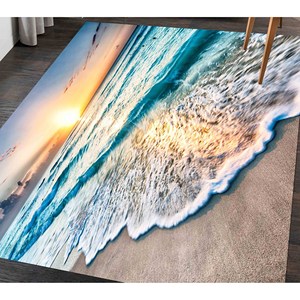 Alfombra con Vista al Océano al Atardecer: Alfombra Decorativa Costera Antideslizante, Alfombra Suave No Tejida - Product Image 4