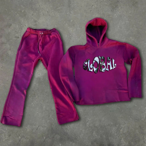 Ensemble de survêtement unisexe personnalisé pour l'hiver 2026, sweat à capuche et pantalon de survêtement imprimé à l'écran, ensemble de survêtement délavé à l'acide, service OEM - Product Image 1