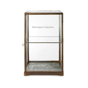 Antique Design <b>Display</b> <b>Cabinet</b> Storage Box for Living Room Decor Brass/Glass Rectangular <b>Display</b> <b>Cabinets</b> - Product Image 2