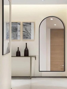 กระจกโค้งขนาดใหญ่ยาวเต็ม65 "X 27" นิ้วพร้อมตะขอแขวนผนังและขาตั้งสำหรับตกแต่งห้องนอนจากอินเดีย