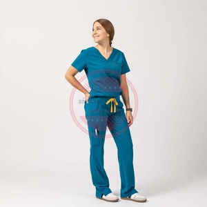 Premium cómodo tejido Hospital Scrubs uniforme pantalones cintura elástica multi-bolsillos conveniente Scrubs pantalones para profesionales - Product Image 2