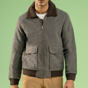 Chaqueta Vaquera Personalizable de Fabricante Directo con Cierre, Cuello de Piel de Lana, Manga Larga, Estilo Urbano de Invierno, Ropa para la Nieve, Alta Calidad ODM, Gris - Product Image 1