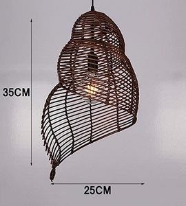 Hot Sale Handmade Bamboo Pendant Light with Natural Rattan <b>Lampshade</b> LED Farmhouse Style for Cafe & Tea House - Product Image 4