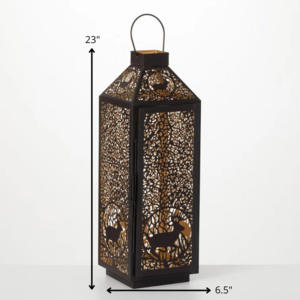 2025 luces de decoración de Navidad Metal estilo marroquí ciervo Cutwork portavelas linterna para el hogar y al aire libre - Product Image 3