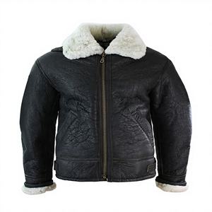 Chaqueta de aviador para hombre, estilo B3, de invierno, con forro de piel de oveja, cálida, con relleno de piel, estilo piloto R.A.F., chaqueta vintage de piel de oveja y cuero. - Product Image 1