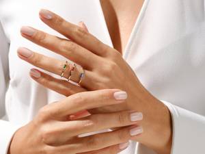 เพชรธรรมชาติและ Baguette ตัดมรกตวง14K ทึบทอง Baguette พลอย Minimalist birthstone Fine สำหรับผู้หญิง - Product Image 5