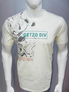 Getzo DIV T-shirt graphique décontracté en coton imprimé à col rond et à manches courtes pour hommes-T-shirt de mode marron - Product Image 4