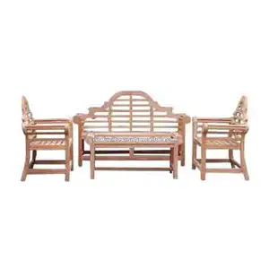 Set Bangku Lutyen Kayu Jati Solid Taman Indonesia Furnitur Sofa Luar Ruangan