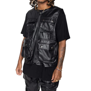 Nouveau prix de gros Top qualité Super Rider gilet en cuir véritable moto gilet motard en cuir gilet pour hommes - Product Image 4