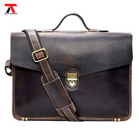 Sac à main pour homme en cuir véritable Crazy Horse, style vintage rétro, pour le bureau, les affaires, sacoche pour ordinateur portable, sac de messager multifonctionnel pour les voyages