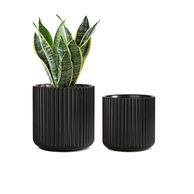 Pots de fleurs en métal avec revêtement en poudre pour jardin, Pots de fleurs de couleur noire pour décoration de mariage, dernier modèle