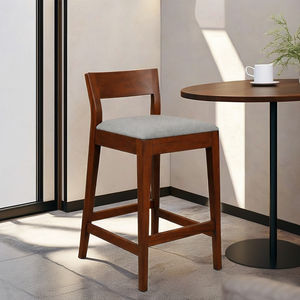 Luxury Solid Teak Wood Contemporary Bar <b>Stool</b> Upholstered Cushion <b>Seat</b> for Home Bar Hotel Use Durable Eco-Friendly Commercial - Product Image 6
