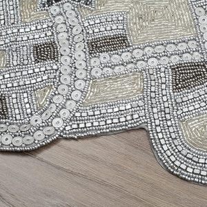 Christmas Decorative and Leaves Design Beaded <b>Runner</b> Placemat <b>Dining</b> <b>Table</b> Fancy Mat Handmade Decorative <b>Runners</b> for Wedding - Product Image 4