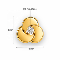 JJBRAVO Pendientes de Oro Macizo con Tres Discos y Circonitas, Diseño Geométrico Moderno y Minimalista, Engaste de Garra, Joyería Fina para Mujer, Regalo para Boda o Fiesta