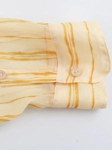 Blusa ligera a rayas para mujer para Primavera Verano 2025, Top de manga larga de gran tamaño con botones y estilo informal sin mangas con bolsillo - Product Image 2