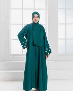 ผ้าไหมเงาวาวขนาดพลัสไซส์คอวียาวถึงพื้นสำหรับผู้หญิงเสื้อผ้าอิสลามแบบดั้งเดิม - Product Image 4