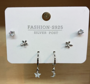 Orecchini a Perno in Argento S925 alla Moda, Forma di Stella con Incastonatura di Zirconi, Gioielli da Donna - Product Image 3