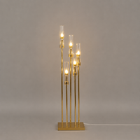 Candelabro Dorado con Diseño de Flor de Ciruelo para Pasillo, Decoración de Escenario, Decoración para Eventos, Decoración para Bodas