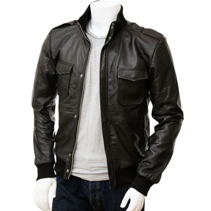 Veste d'hiver en cuir véritable noir de qualité supérieure pour homme, style streetwear, légère et confortable - Product Image 1