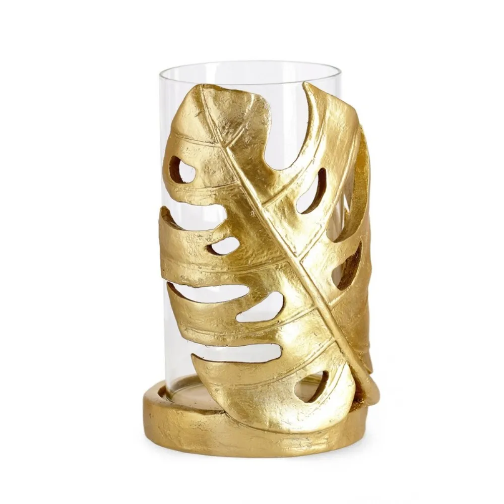 Golden Leaves Candlestick European American Modern Furniture Decoration Candle Holder Customizable Logo Available