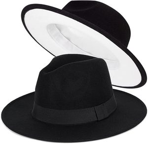 Black Wool Fedora <b>Hat</b> with Wide Brim and Ribbon <b>Band</b> for Adults Unisex Formal Casual Wear 56-58CM Four Seasons Style - Product Image 1