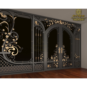 Portes en fer forgé de luxe KHP, double entrée, galvanisées, de haute qualité, forgées à la main, pour les portes de grandes villas. - Product Image 5