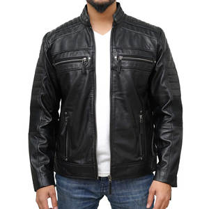 High Quality Men's Leather Jacket Light <b>Weight</b> with Custom Logo <b>Stand</b> Collar <b>for</b> Winter Direct Factory Supply jacket <b>for</b> men - Product Image 4