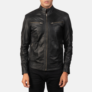 hot selling latest wholesale <b>stand</b> collar leather jacket for menmen's jackets zipper design custom made stylish high quality - Product Image 1