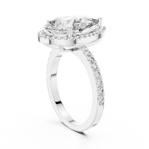 Anillo de Diamantes de Lujo para Mujer, 4 Quilates, Corte Pera, Cultivado en Laboratorio, con Halo y Pavé, Oro Blanco de 18 Quilates, Chapado en Rodio, Certificado IGI, para Uso Diario y Fiestas - Product Image 2
