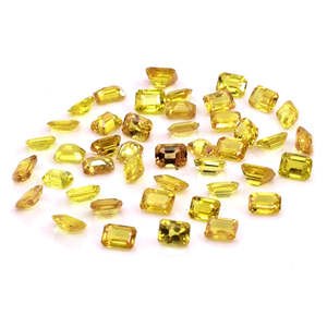 Pierres de saphir jaune naturel non traitées, taille brillant, matériau Alexandrite, couleur péridot, octogones calibrés, tailles 3x4mm 4x5mm - Product Image 1