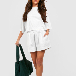 2025 nuevo diseño de algodón para mujer, pantalones cortos de verano de dos piezas, conjuntos de mujer, transpirable, antiestático, a rayas, informal, conjunto corto de dos piezas para mujer - Product Image 2