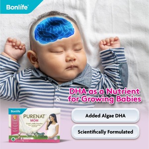 Bonlife Purenat Maman Lait de chèvre en poudre 32g x 15 Sachets Probiotique DHA Enrichi Sans Sucre Ajouté Supplément Nutritionnel pour Adultes