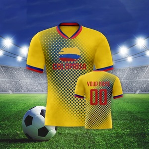 Maillot de football colombien personnalisé numéro de nom maillot de football uniforme d'entraînement de l'équipe pour les fans hommes femmes cadeau jeunesse - Product Image 4