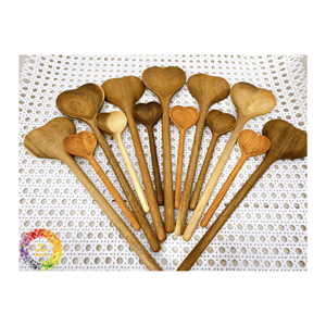 Venta caliente cocina bambú madera utensilio servir mezcla corazón cuchara mango largo hornear cuchara agitadora - Product Image 3