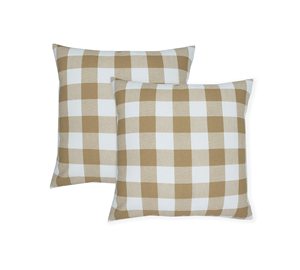 Modern 16x16 Inch Cotton Buffalo Checkered Cushion <b>Case</b> Beige <b>White</b> Square Decorative <b>Pillow</b> Covers Soft Woven Washable for - Product Image 1