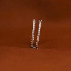 Pendientes de aro de corte redondo de diamante cultivado en laboratorio, pendientes de lujo clásicos de oro sólido de 14KT para mujer, regalo elegante - Product Image 1