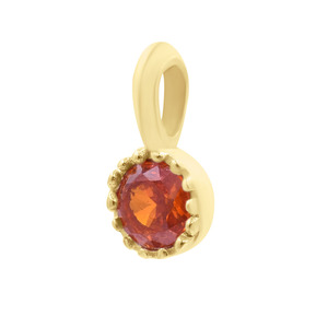 Pendentif en argent sterling plaqué or et rhodium avec zirconium cubique orange de forme ronde pour la fabrication de bijoux de mariage, collier - Product Image 4