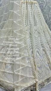 Lehenga choli Designer pour adultes Parfait pour les soirées Full of Moti Handwork White - Product Image 3