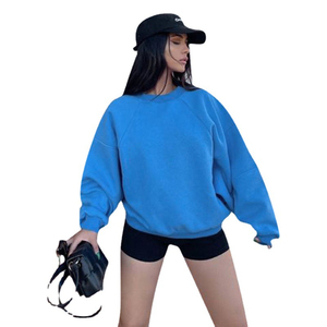 Sudadera informal para mujer con logotipo personalizado de lana bordada, cuello redondo liso, manga larga, talla grande, sudadera en blanco - Product Image 1