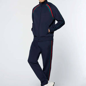 <b>Navy</b> Winter Tracksuit Set for <b>Men</b> with Custom Logo Two Piece Sportswear Solid Pattern 100% Cotton <b>Fleece</b> - Product Image 6
