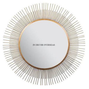 Suministro directo de fábrica, aspecto llamativo, Metal chapado en oro, hecho de diseñador único, espejo de pared enmarcado, suministros de decoración del hogar - Product Image 3