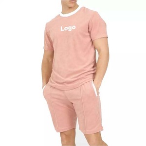 Camiseta amarilla de dos piezas para hombre, Conjunto de camiseta y pantalón corto de alta calidad, diseño de logotipo personalizado, Material de algodón de secado rápido, conjuntos dobles de todas las tallas - Product Image 6