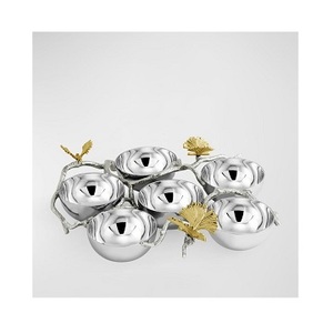 Bol de service de conception impressionnante de 6 pièces ensemble pour la maison hôtel Restaurant et vaisselle bol de service en laiton et en acier de haute qualité - Product Image 1