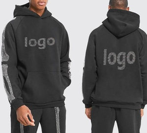 Survêtement décontracté en strass pour homme, respirant et confortable, ensemble à capuche grande taille, survêtements 100% coton pour le jogging - Product Image 3