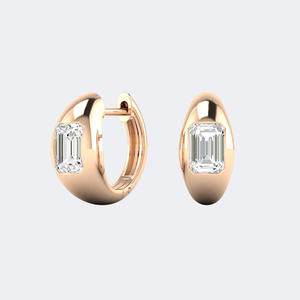 Pendientes de Aro Anchos con Corte Esmeralda de 1.00 Quilates, Oro de 14 Quilates, Diamante Cultivado en Laboratorio, Banda Gruesa, Joyería Geométrica para Mujer - Product Image 6