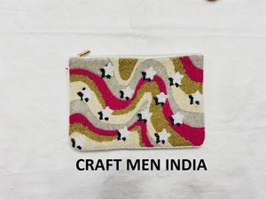 Mode féminine à la main pochette perlée broderie perle bouton décorations toile doublure fermeture éclair fermeture pour les fêtes soirées - Product Image 4