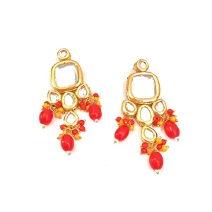 Conjunto de Joyería Nupcial de Cobre Fino con Perlas Rojas y Baño de Oro Vintage, Rediseñado con Baño de Rodio, Ideal para Regalo de Boda - Product Image 5