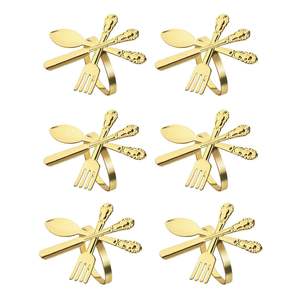 6 pièces Design moderne rond de serviette en métal porte-serviettes en tissu pour hôtel vaisselle automne vaisselle 6 ronds de serviette - Product Image 2